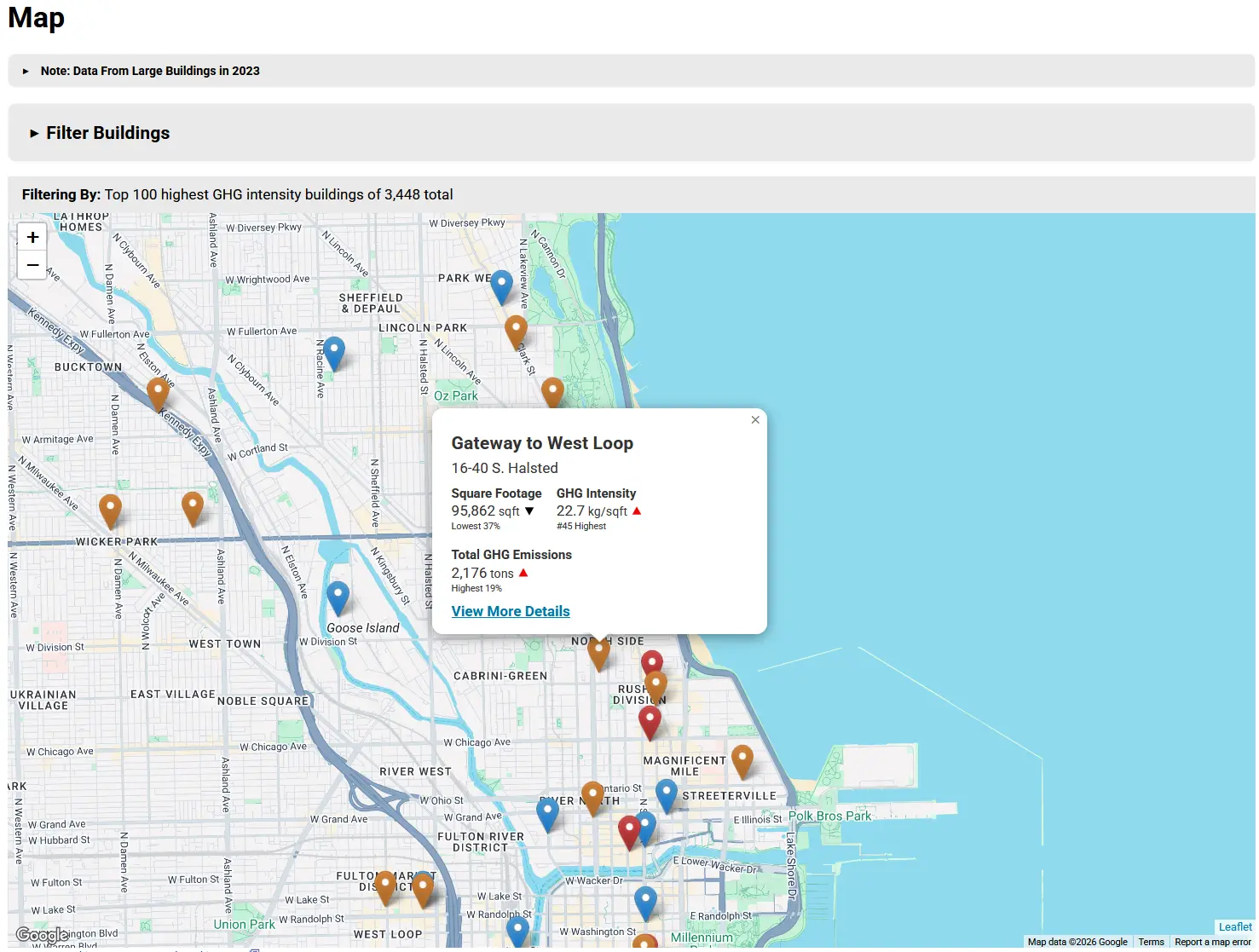 Map component showing pin of building in incorrect location